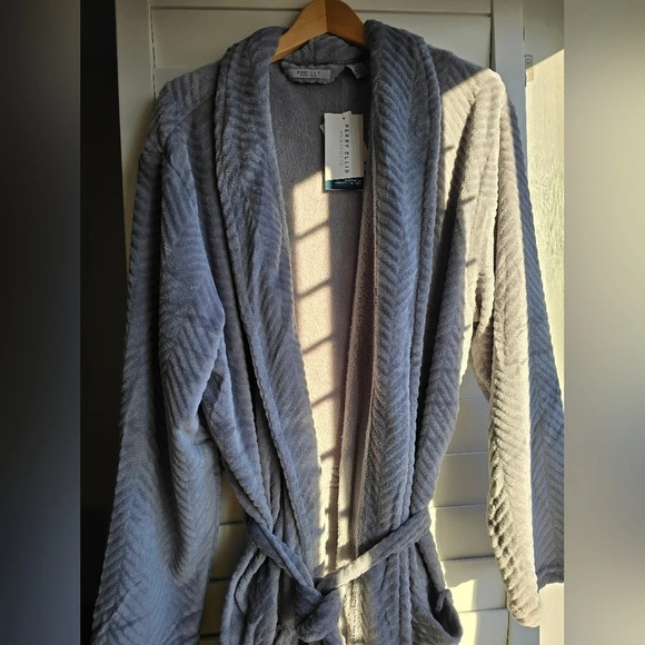 Perry Ellis Portfolio Grey Bath Robe One size M L - Picture 3 of 6